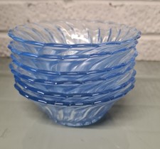 Bagley glass ice blue fruit dishes from Carnival range -six bowls scalloped edge