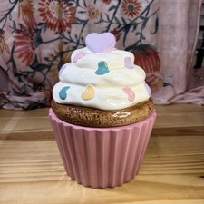 Davids Cookies Cupcake Cookie Jar Hearts Pastel Valentines Large 10" Ceramic