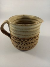 broadstairs milk jug pollock studio pottery 2 tone brown stoneware 3in height