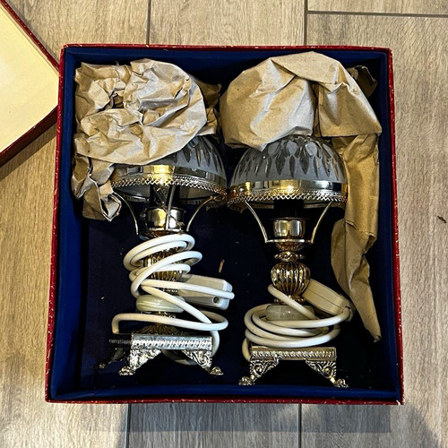 Pair vintage metal glass - vintage,