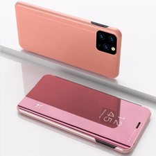 Case For iPhone 16 15 14 13 12 Pro Max 16e Mirror View Leather Flip Stand Cover