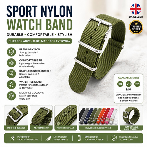 Nato watch strap nylon - watch,
