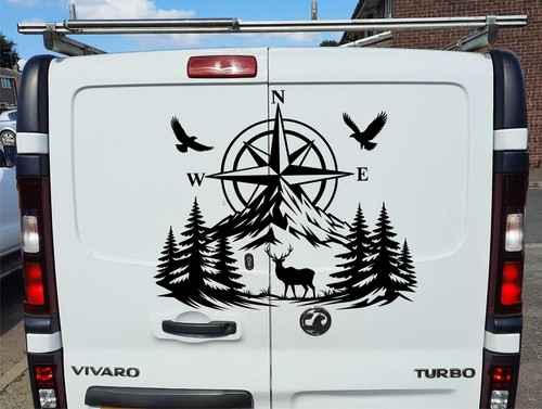 Car stickers mountains deer - car,