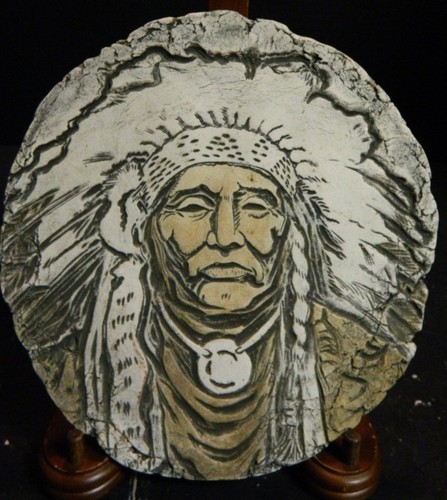 Vintage round ceramic indian - vintage,