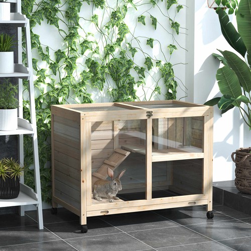 Pawhut rabbit hutch bunny - hutch,,