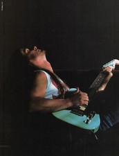 Steve Morse with his vintage Daphne Blue Fender Telecaster in 1986 pin-up photo