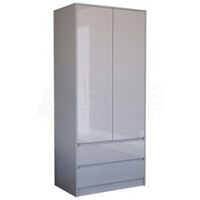 Modern Grey Bedside Chest and Wardrobes Storage Organizer Bedroom Furniture