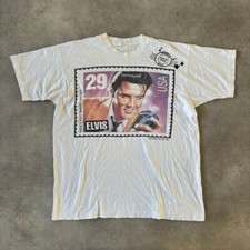 Elvis Presley T-Shirt Mens XL US Postal Service Stamp Front Cover Tee, White