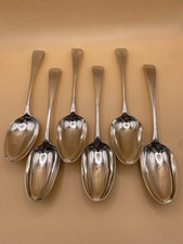 6 x GOOD HESTER BATEMAN GEORGE III SOLID SILVER TABLE SPOONS, 1772 LONDON 367g
