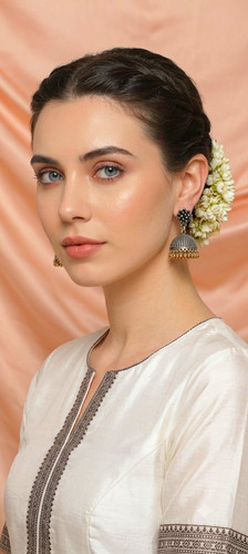 Oxidised handmade jhumka dome - oxidised,