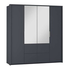 Wardrobe With Bi-Folding Doors WIEDEN 208cm Shelves Drawers Hanging Rails DAKO®