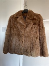 Real Coney (rabbit) Fur Coat/jacket With A Two Clasp Closure. Short Length Sz 16