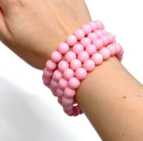 Pink bead bracelet 1980s - pink,