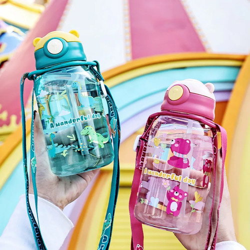 Kids water bottle with straw - with, &