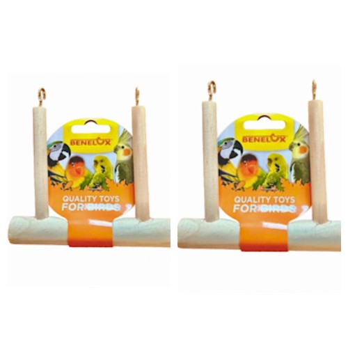 Natural wood bird swing - x,