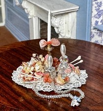 Dolls house miniature 1:12 dressing table decoration - perfume, candle, necklace