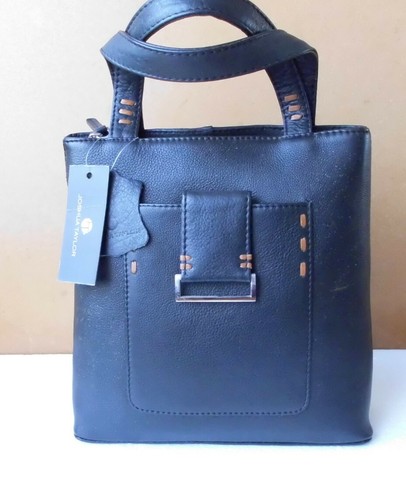 Black leather handbag tan - black,