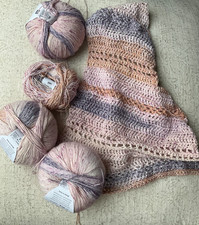 3+1  balls Rico Melange Lace yarn 50g started project col 001 pinks beige shades