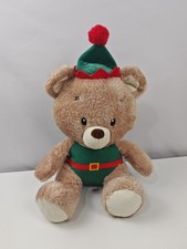 Clintons Christmas Teddy Bear Plush 40cm – Elf Outfit – Soft Toy – Holiday Gift