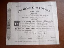 1889 WHITE LEAD COMPANY LTD £25 SHARE CERTIFICATE no.2577. Embossed company seal