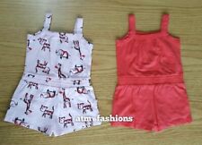 Kids Girls 2 Pack Playsuit Playwear Sleepsuit Cotton  Summer Jumpsuits Nutmeg