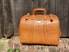 Vintage Tan Leather Doctors/Gladstone Bag Briefcase Antique Used Distressed Work