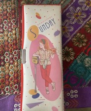 Vintage 80s Katsuwa Magnetic Pencil Case Beautiful Sunday