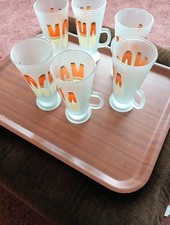 Set of 6 Mocha Glass Coffee Mugs with Handles
