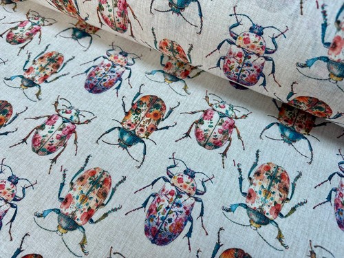 Scarab beetle fabric - beetle, floral