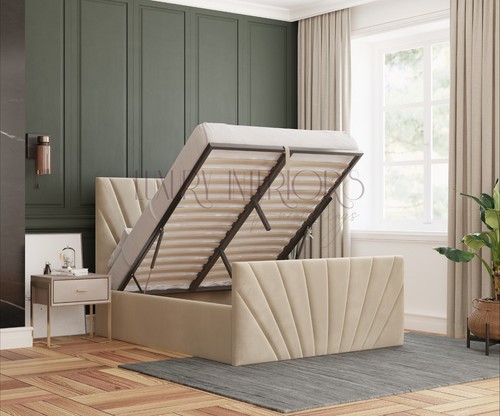 Cream velvet ottoman storage - cream,