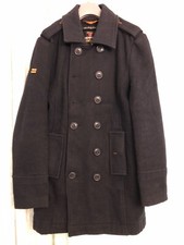 Men's Superdry Wool Bridge Coat Navy - Size M  Navy Blue