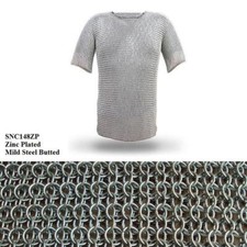 Butted Chainmail Shirt Short Sleeve Zinc Plated Haubergeon Re-enactment & LARP