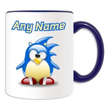 Personalised Gift Sonic the Hedgehog Mug Money Box Cup Fun Novelty Penguin Name