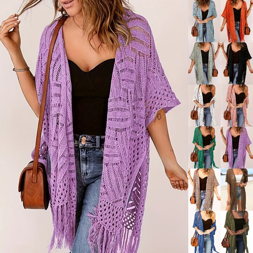 Fringed ladies cardigan - fringed,