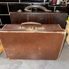 Vintage Suitcase Compressed Cardboard Reinforced Corners Metal Handle brown
