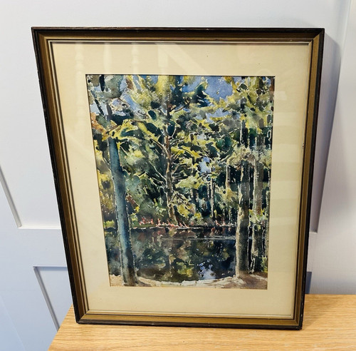 Framed impressionist landscape - framed,