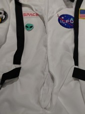 ASTRONAUT Costume Adult Unisex . White with NASA ..USA FLAG ..ALIEN Logos