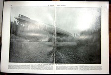 Original Old Vintage Print Zeppelin Arial German Raid On-Board Marine Ww1 1927