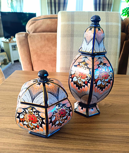 2pc floral ceramic - 2pc, jars