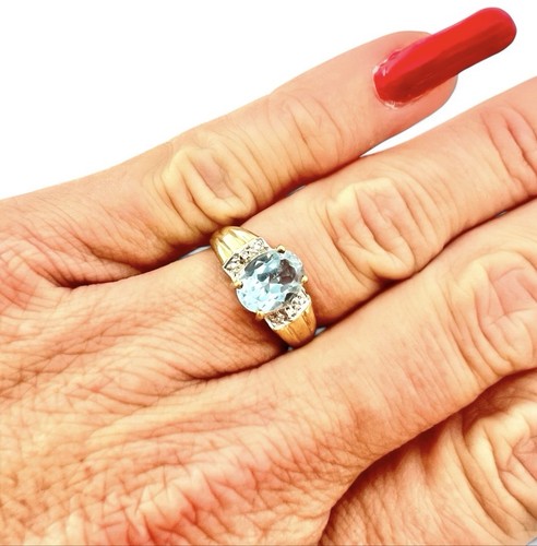 Vintage 9ct gold blue - vintage,