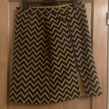 Avoca Anthology skirt Size L W35 14/16 VGC navy ochre woven pattern. Immaculate