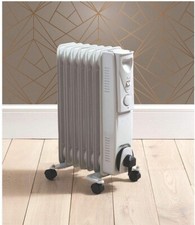 Oil Filled Radiator Fine Elements 7Fin Portable  1500W Heater 3 Heat Settings