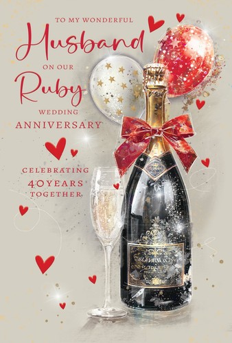 Husband ruby anniversary card - husband,