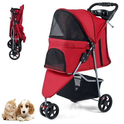 Foldable wheel pet stroller - 3,