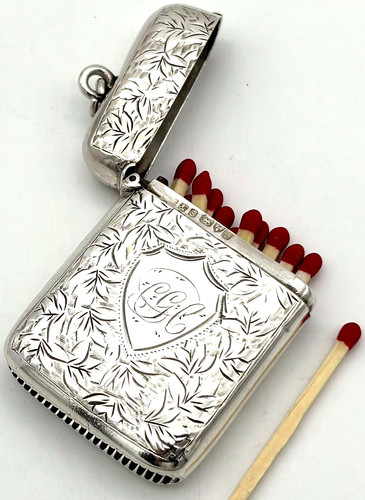 Edwardian silver pocket vesta - edwardian,