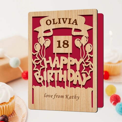 Personalised wooden birthday - wooden,
