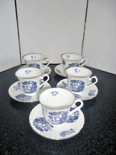 Wedgwood Bone China Willow pattern 5x Cups and saucers