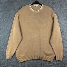 EWM Jumper Men XL Oatmeal Brown Oversized Big Tall Sweater Fisherman Knit Cotton