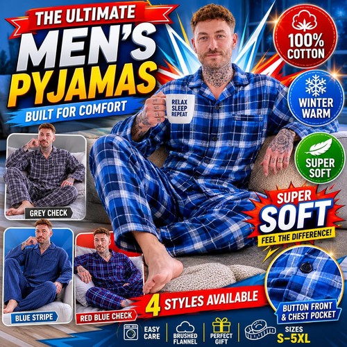 Mens thermal flannel pyjamas - mens,