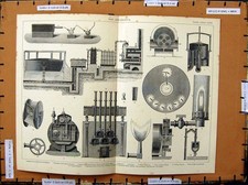 Original Old Antique Print